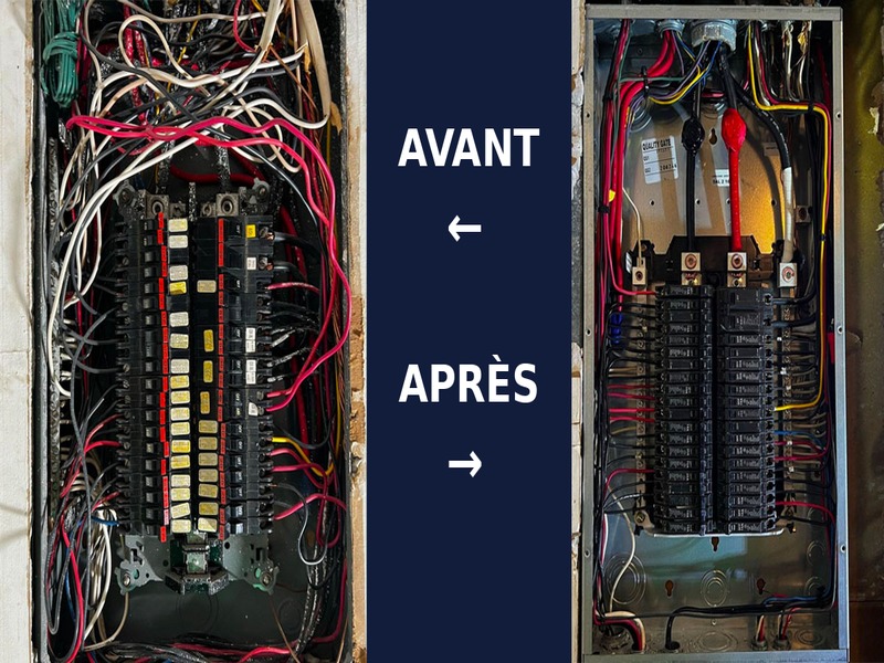 Rénovation électrique avant après réalisée par Fusion SAS